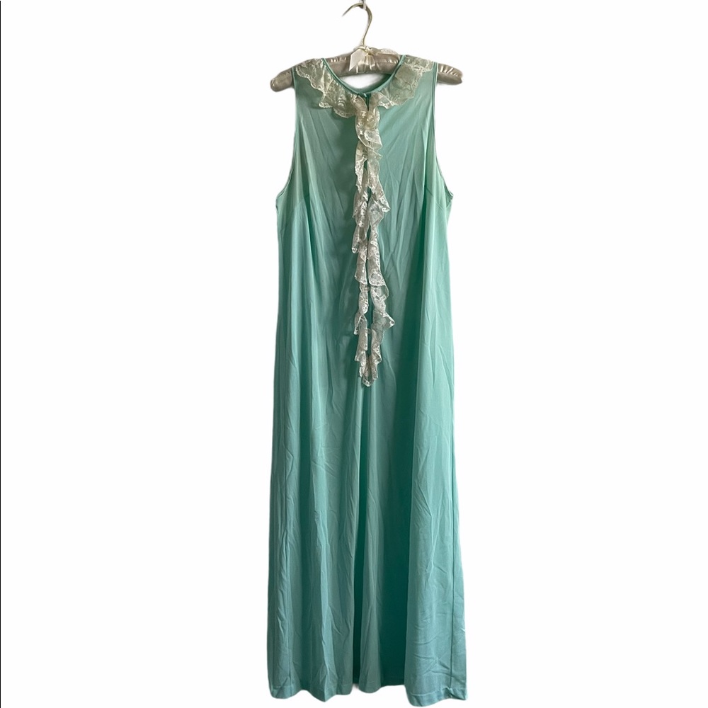 Vintage 60s Blue And Lace Nightgown Slip Dress